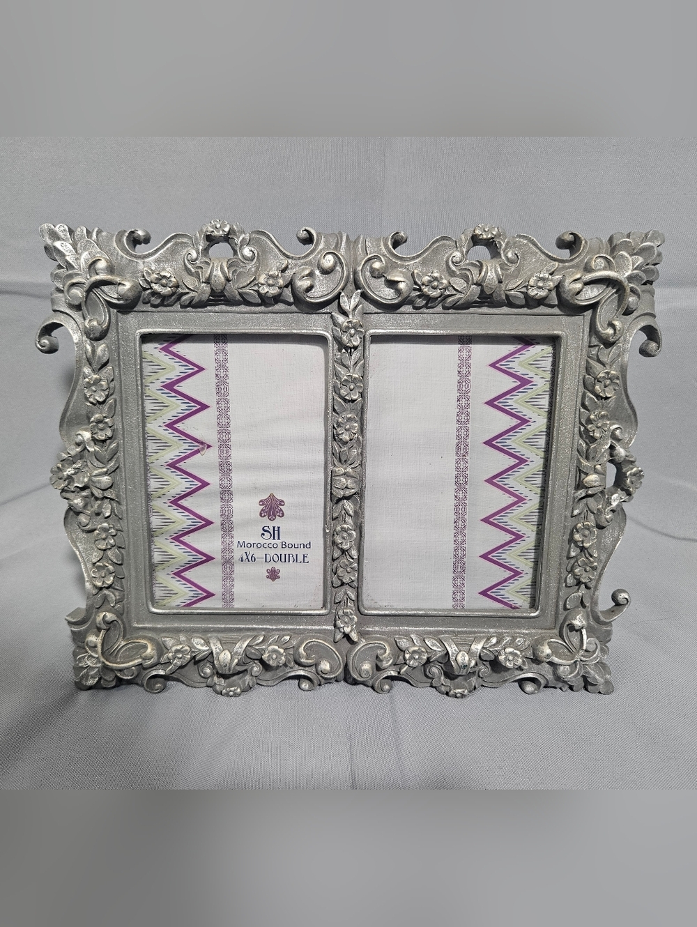 SH Morocco Bound VTG Gothic Metallic Floral Romantic Ornate Double Picture Frame